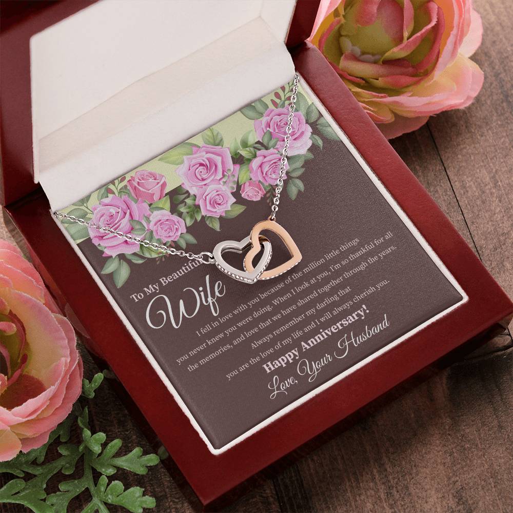 My Beautiful Wife - 2 Hearts Necklace Interlocking Hearts Necklace