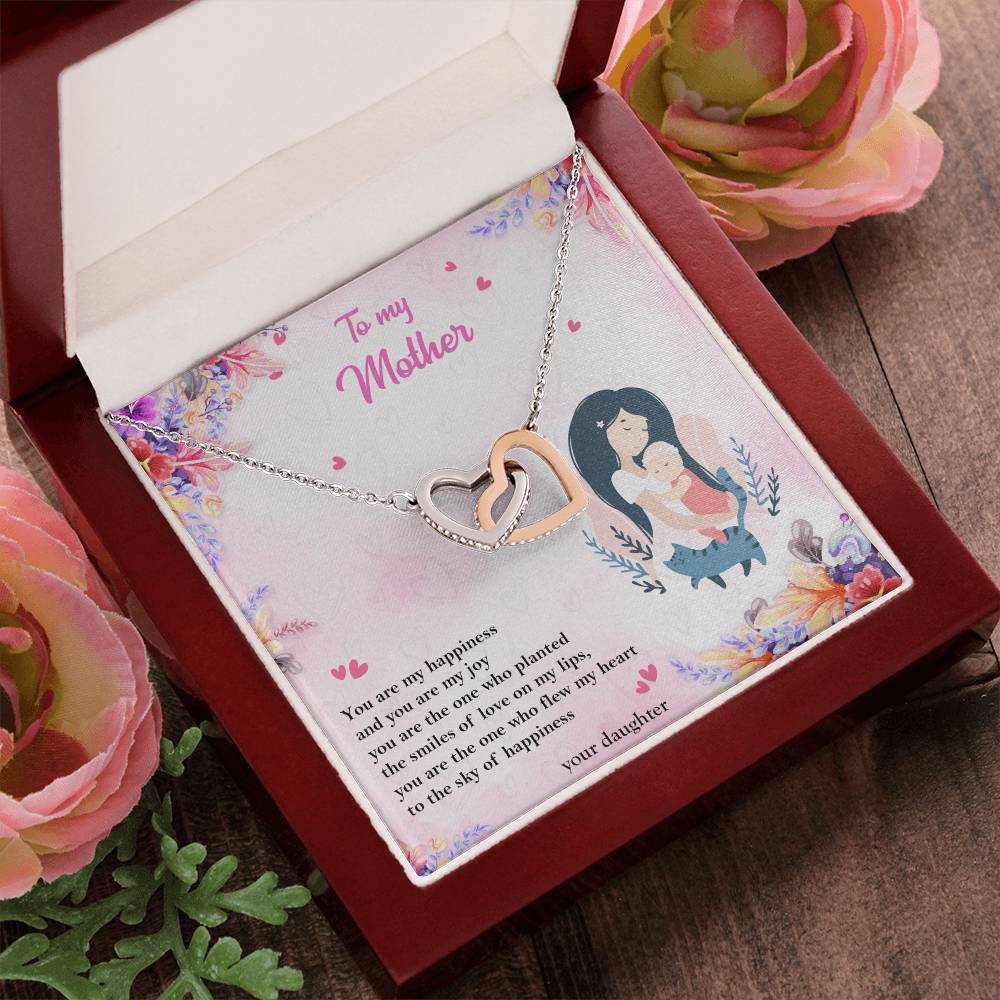 To My Mother - Two Hearts Interlocking Hearts Necklace