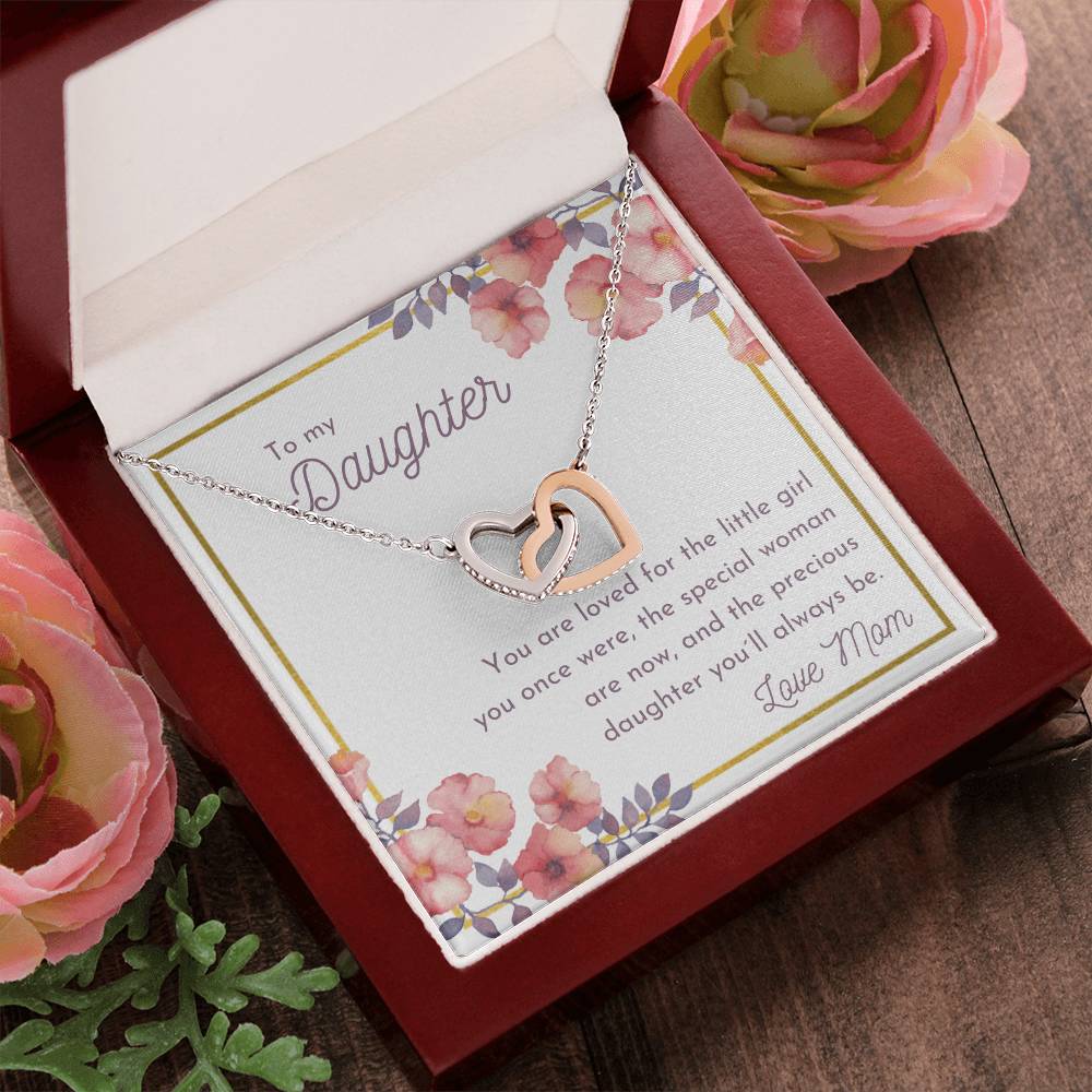 To My Daughter - You Are Loved Interlocking Hearts Necklace