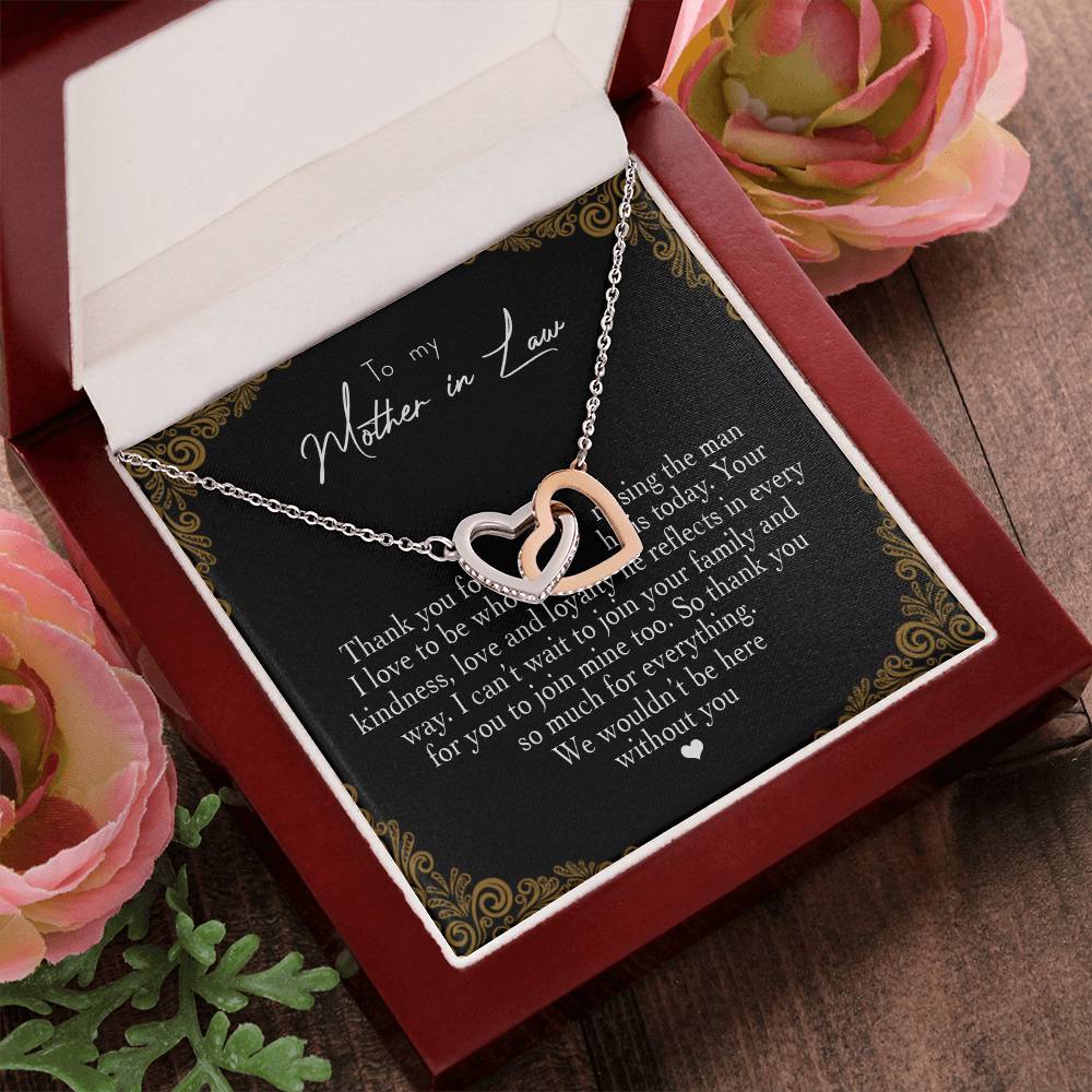 To My Mother In Law Thank You For Raising The Man I Love Heart Necklace Interlocking Hearts Necklace