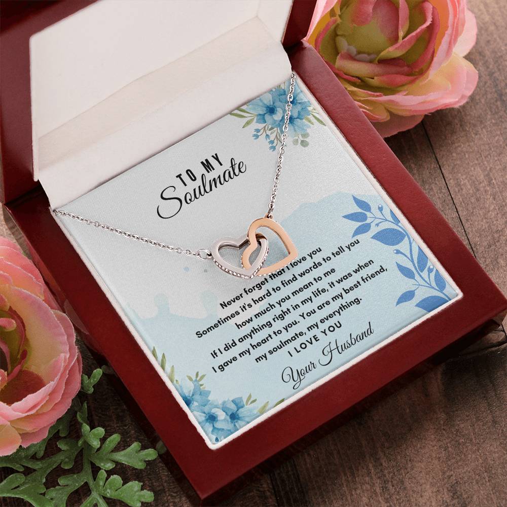 To My Soulmate Interlocking Hearts Necklace