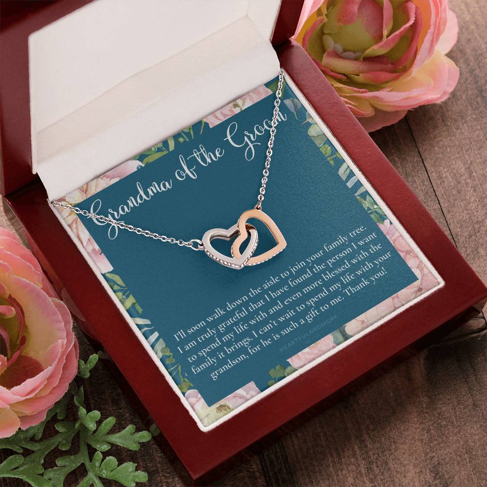 Grandmother Of The Groom Gift Necklace Grandma Wedding Gift Nana Bridal Shower Rehearsal Dinner Thank You Gift Interlocking Hearts Necklace