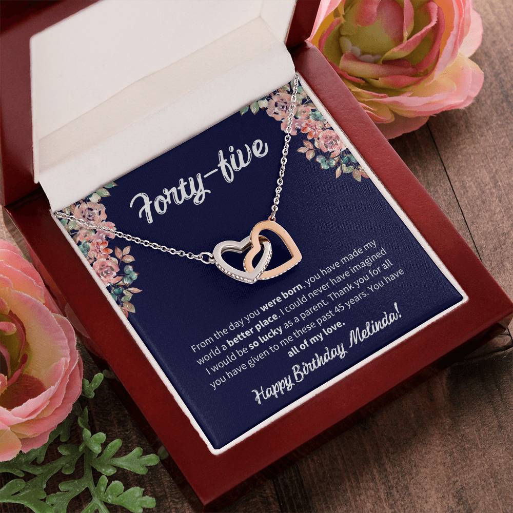 Forty-Five Birthday All Of My Love Interlocked Hearts Necklace Interlocking Hearts Necklace