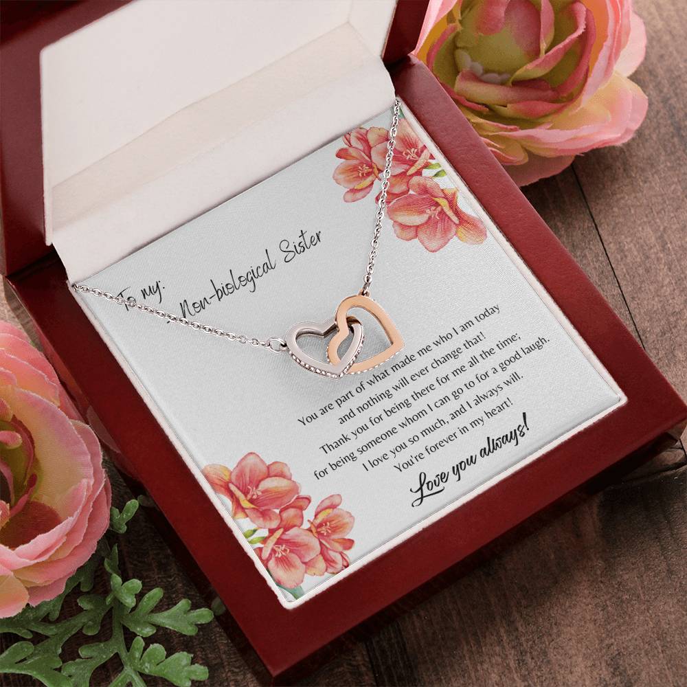 To My Non-Biological Sister Interlocking Hearts Necklace