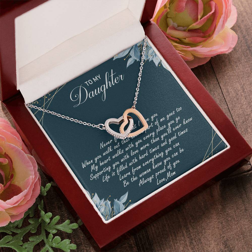 To My Daughter Interlocking Hearts Necklace Message Card