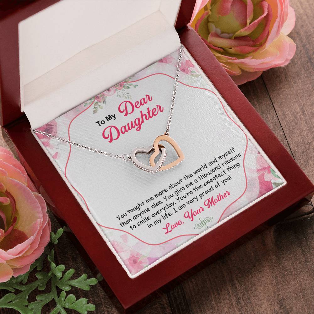To My Dear Daughter Gift From Mother Interlocking Hearts Necklace