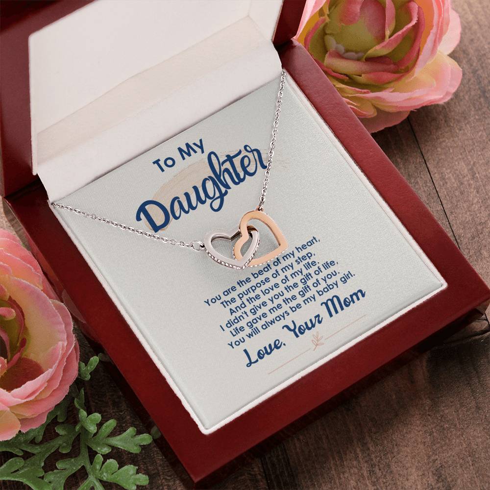 To My Daughter - You'Re The Purpose Of My Step - Necklace Interlocking Hearts Necklace