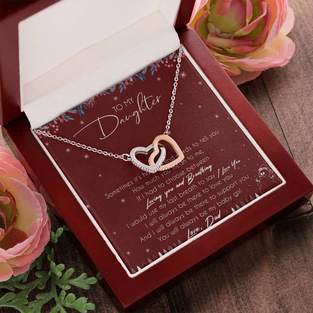 To My Daughter Interlocking Hearts Necklace Message Card