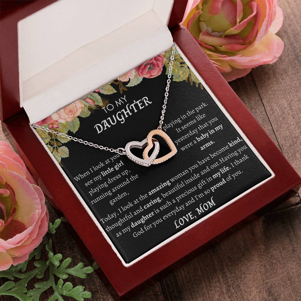 To My Daughter Interlocking Hearts Necklace