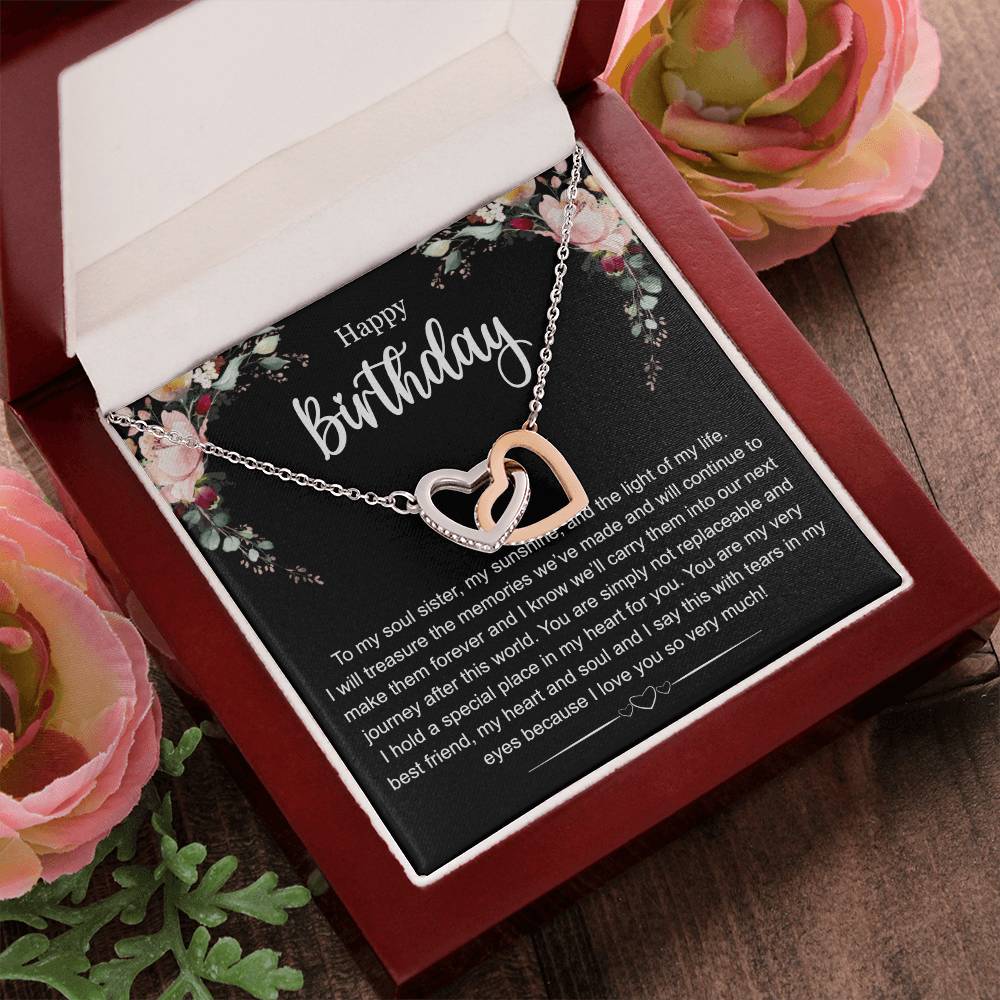 Happy Birthday To My Soul Sister Interlocking Hearts Necklace