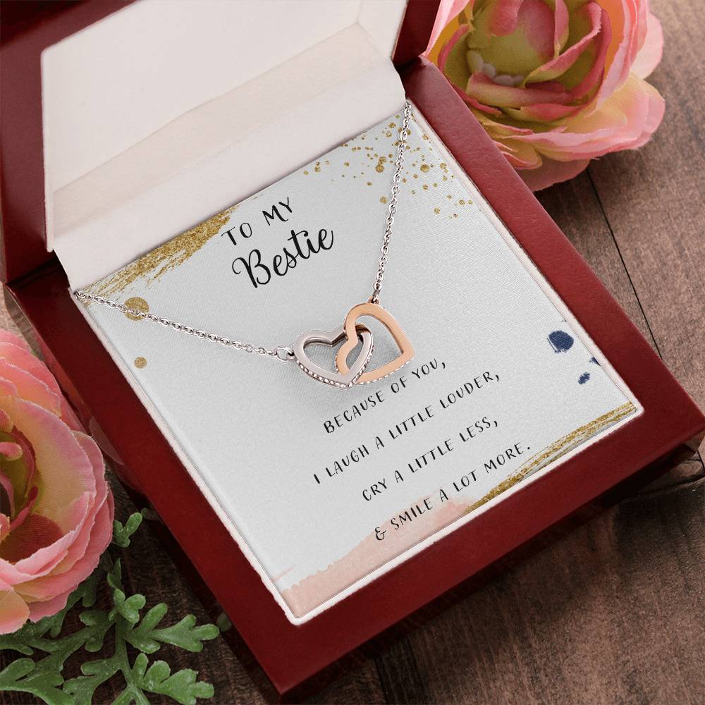 To My Bestie No Matter What We Do Interlocking Hearts Necklace