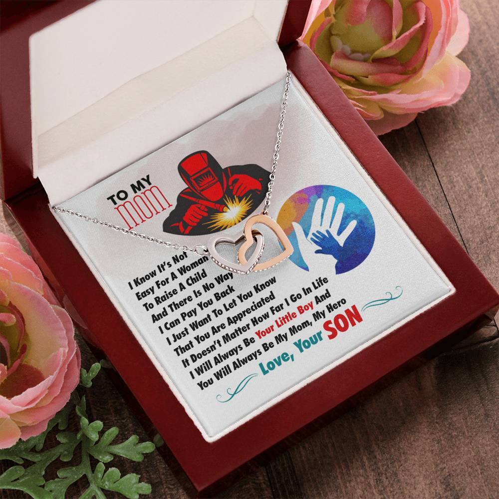 Welder'S Mom - Interlocking Heart Necklace Interlocking Hearts Necklace