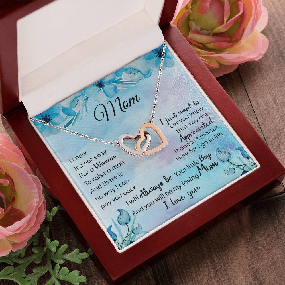 Gift To My Mom Necklace Birthday Christmas Gift To My Mother Mom Necklace To My Mom Necklace To My Mom Mom Birthday Card Interlocking Hearts Necklace