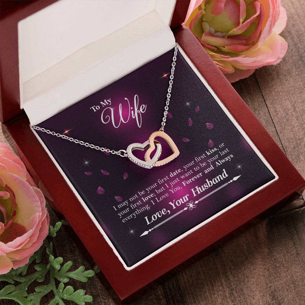 To My Wife Interlocking Hearts Necklace - Gift For Wife