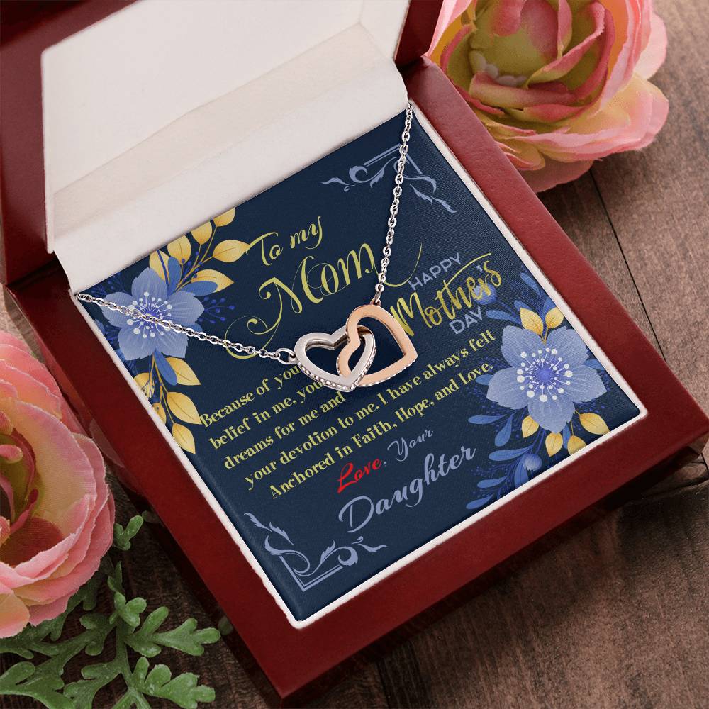 Interlocked Hearts Necklace Gift Set - From Daughter To Mom Interlocking Hearts Necklace