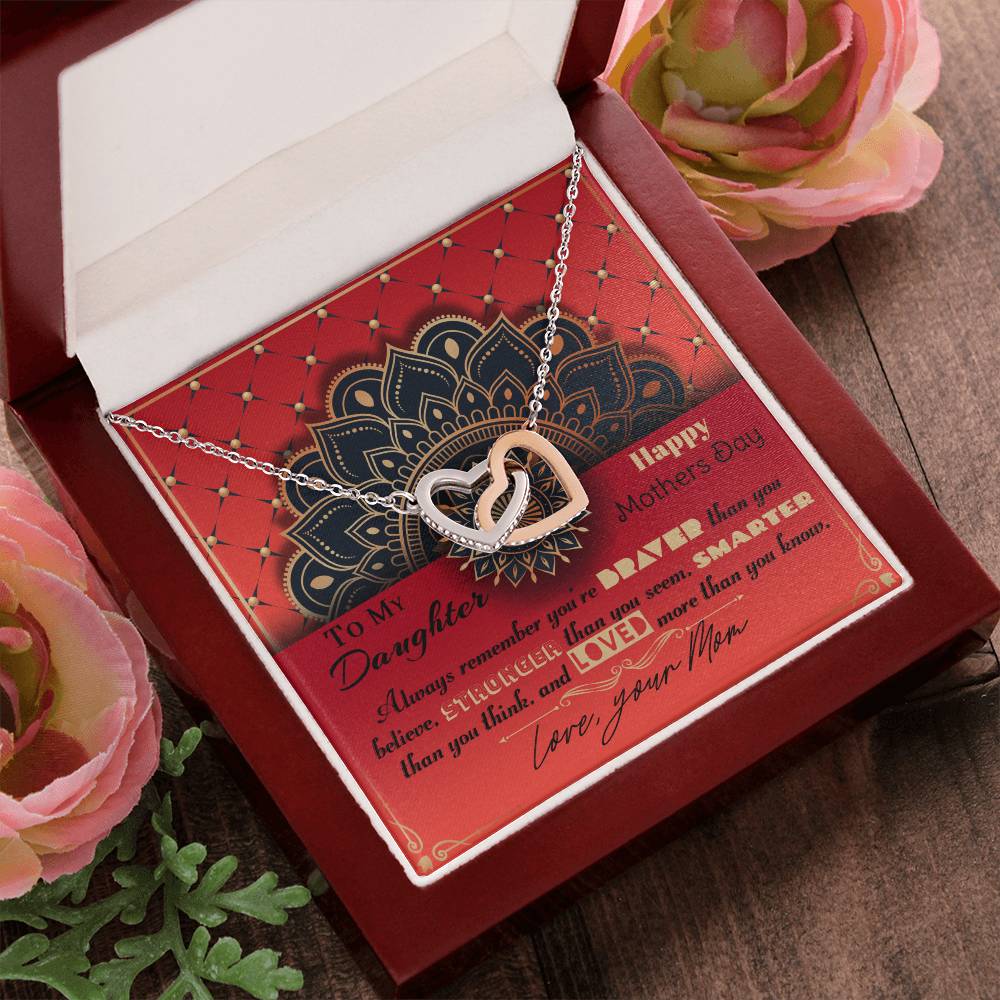 To My Daughter-Interlocked Hearts Necklace Gift Set Interlocking Hearts Necklace
