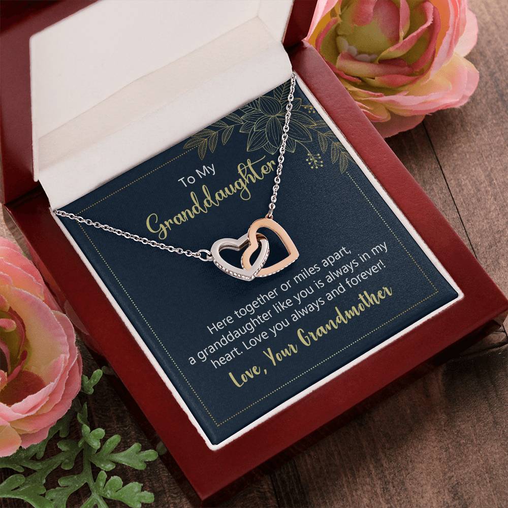To My Granddaughter Heart Necklace Interlocking Hearts Necklace