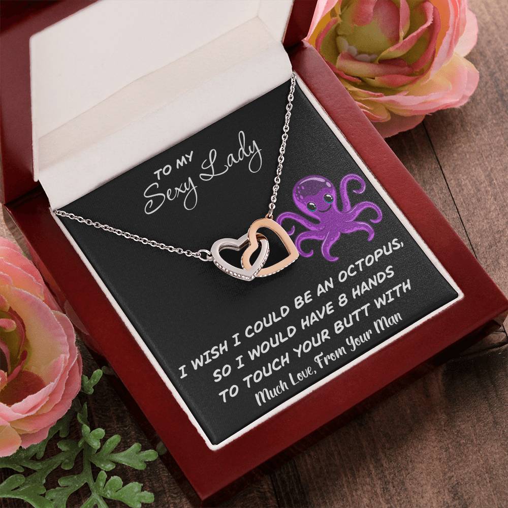 To My Sexy Lady - I Wish I Had 8 Hands - Love Necklace Interlocking Hearts Necklace