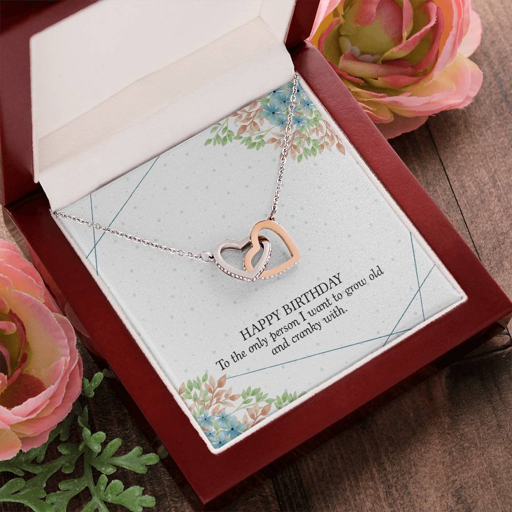 Birthday Gift For Her - I Want To Grow Old With You Necklace Interlocking Hearts Necklace