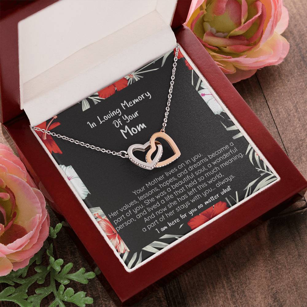 Loving Memory Of Your Mom - Sympathy Heart Necklace Interlocking Hearts Necklace