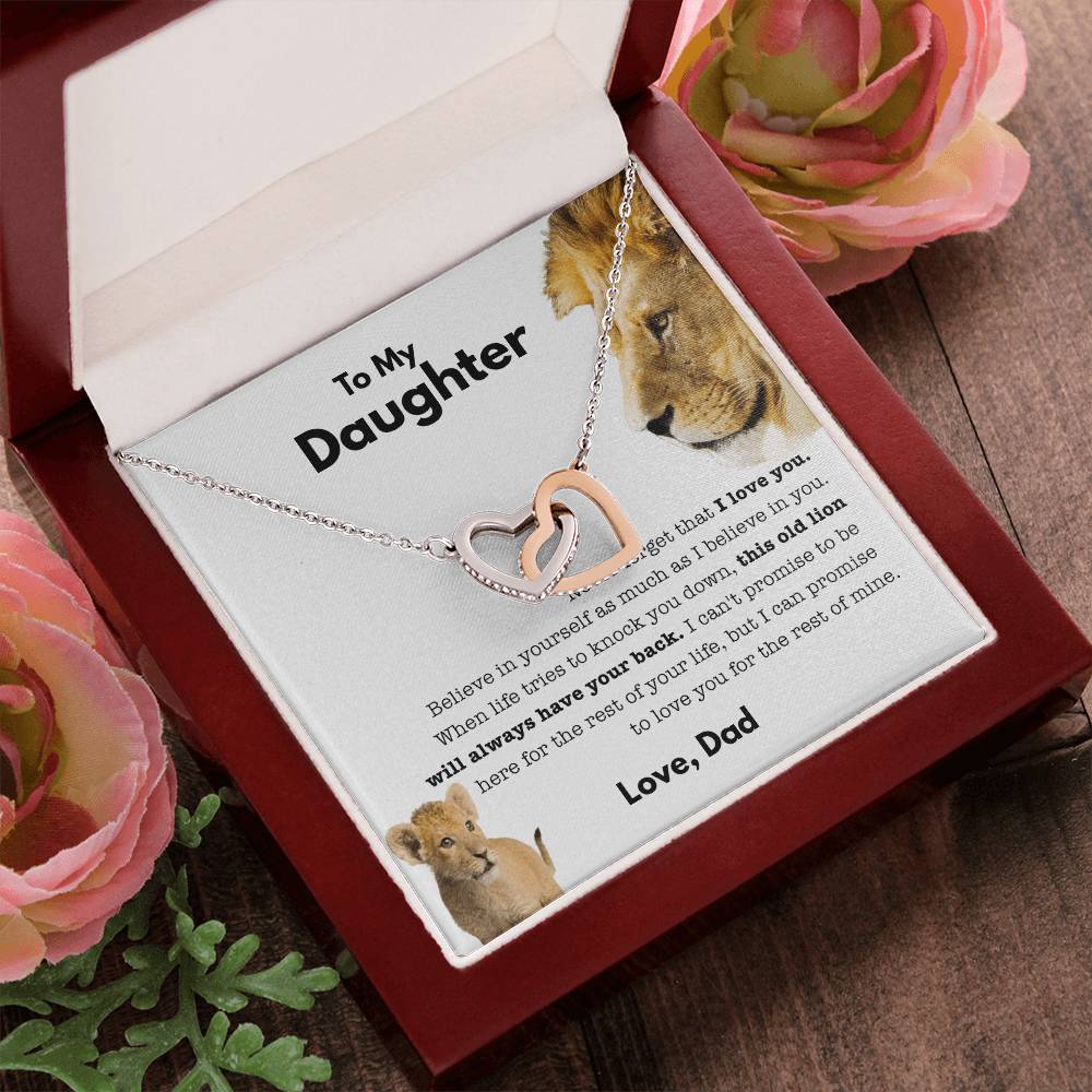 To My Daughter - Old Lion - Necklace Interlocking Hearts Necklace