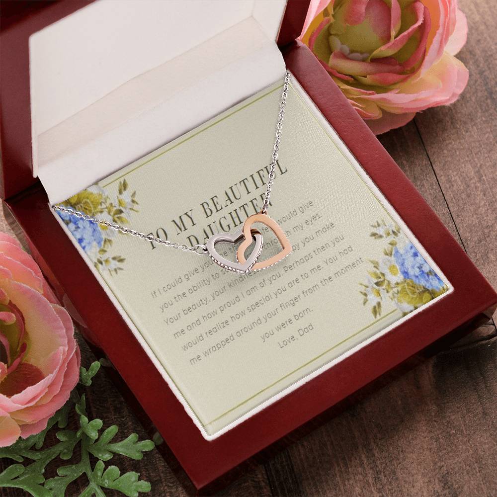 To My Daughter From Dad Interlocking Hearts Necklace Father To Daughter Gift Birthday Gift To Daughter From Dad Daughter Necklace