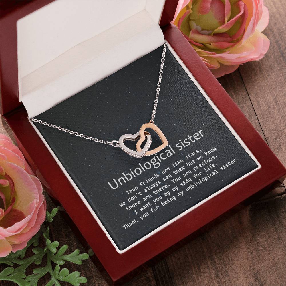 Unbiological Sister Necklace Soul Sister Sorority Sister Sister In Law Necklace Interlocking Hearts Necklace