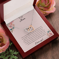 To My Mom I Will Never Have Enough Words - Pink Interlocking Hearts Necklace