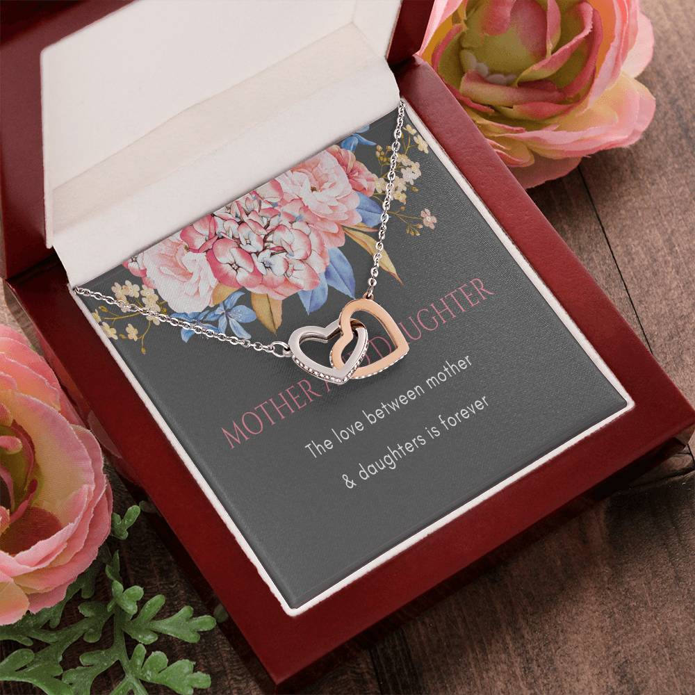 Mom 2 Daughters Necklace Mothers Day Jewelry Gift Interlocking Hearts Necklace
