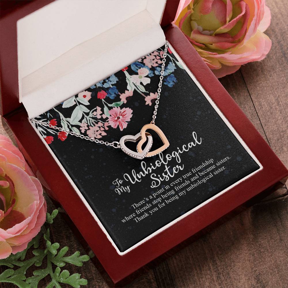 To My Unbiological Sister Interlocking Hearts Necklace