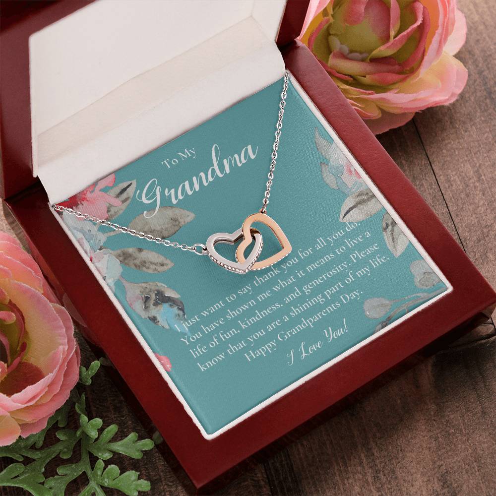 Gift For Grandma Necklace Grandmother Birthday Gift From Granddaughtergrandson To My Grandma Necklace Gift Grandmother Gift Grandparents Day Gift Interlocking Hearts Necklace