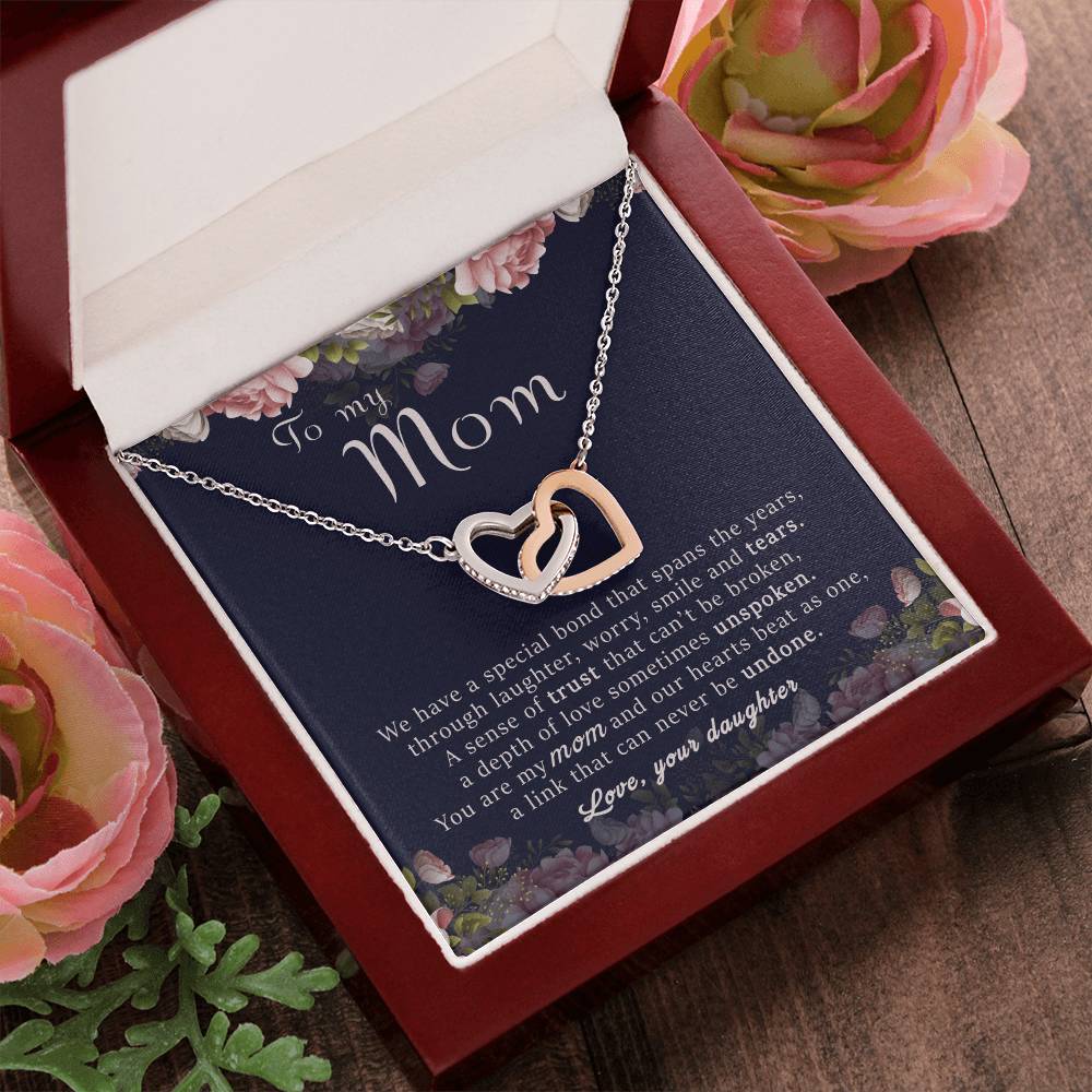 To My Mom Gift For Mother'S Day Interlocking Hearts Necklace