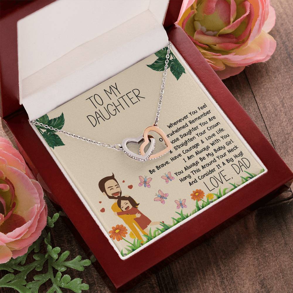 To My Daughter Love Dad Necklace Interlocking Hearts Necklace