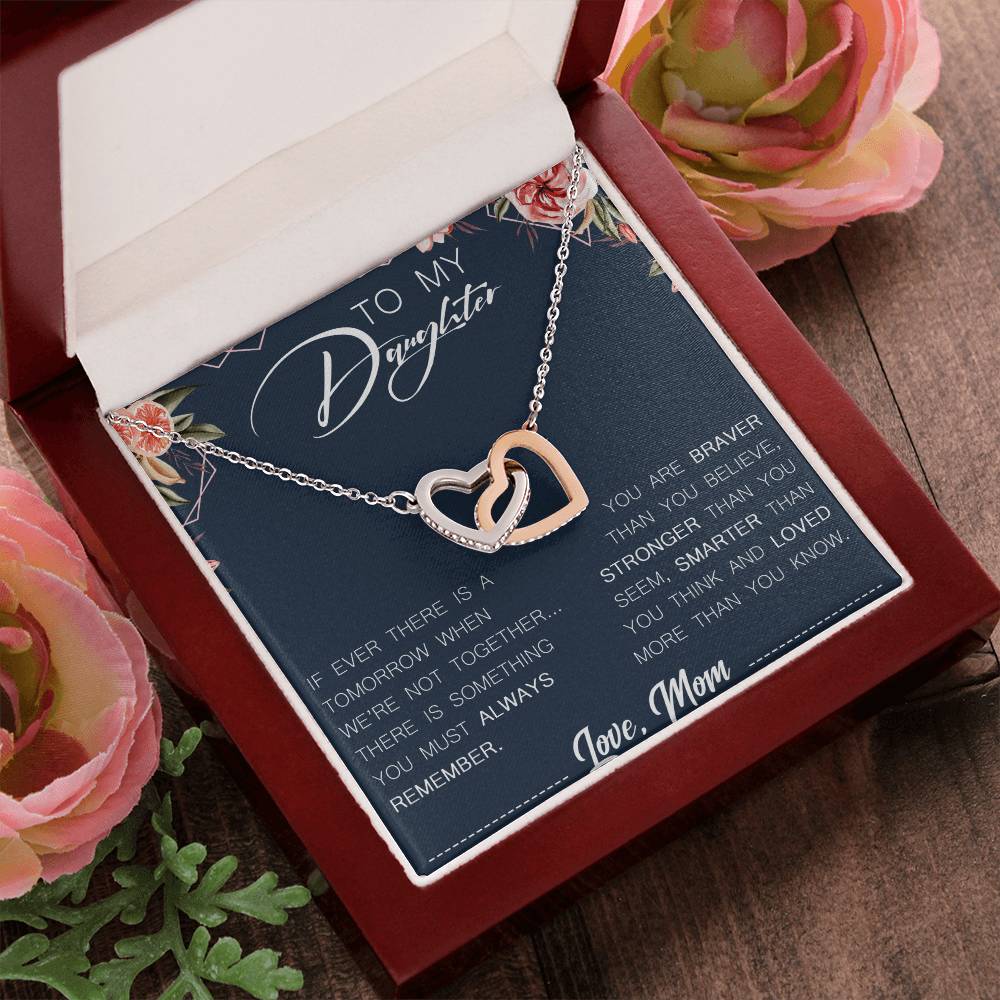 To My Daughter Interlocking Hearts Necklace Message Card