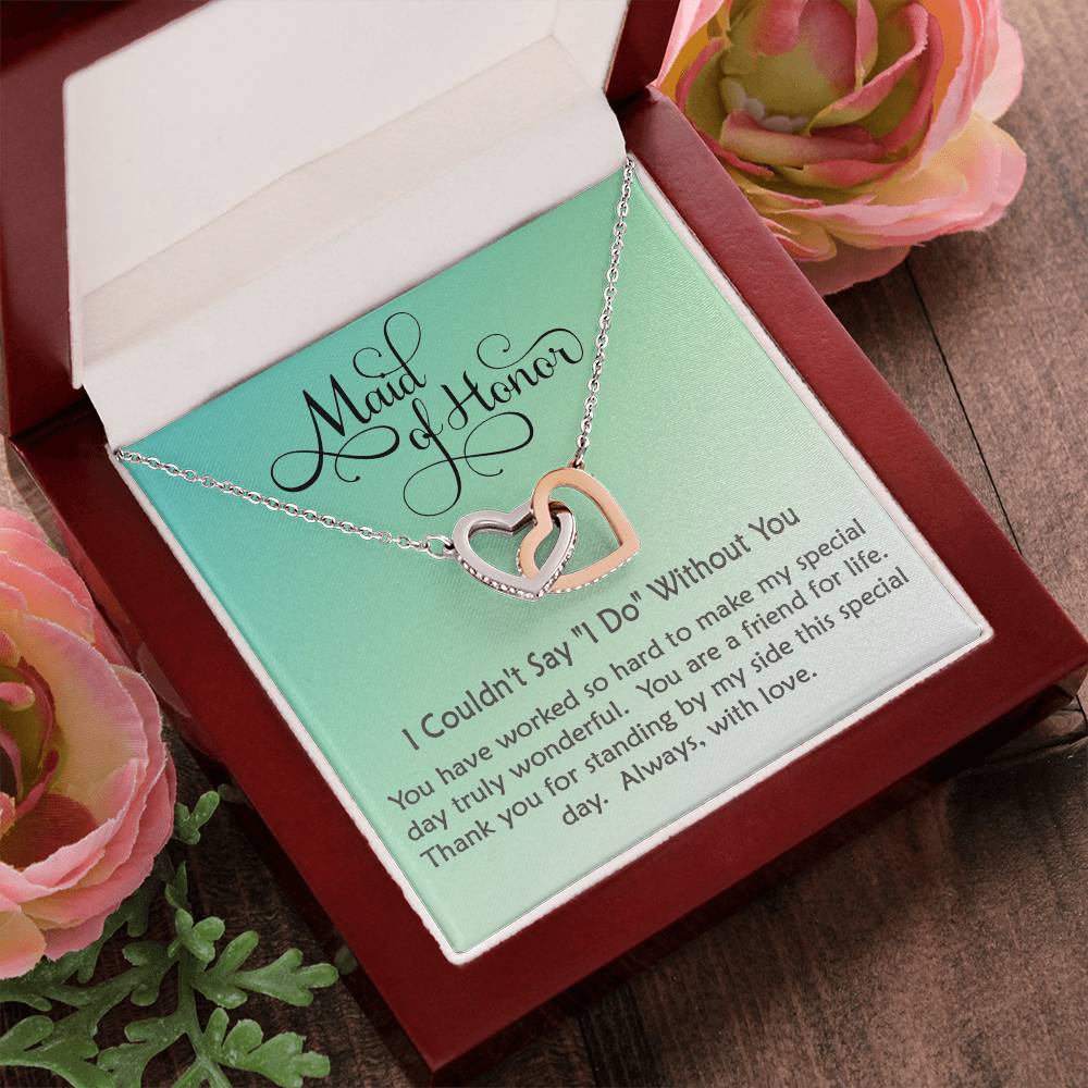 Maid Of Honor Linked Hearts Necklace Gift Interlocking Hearts Necklace