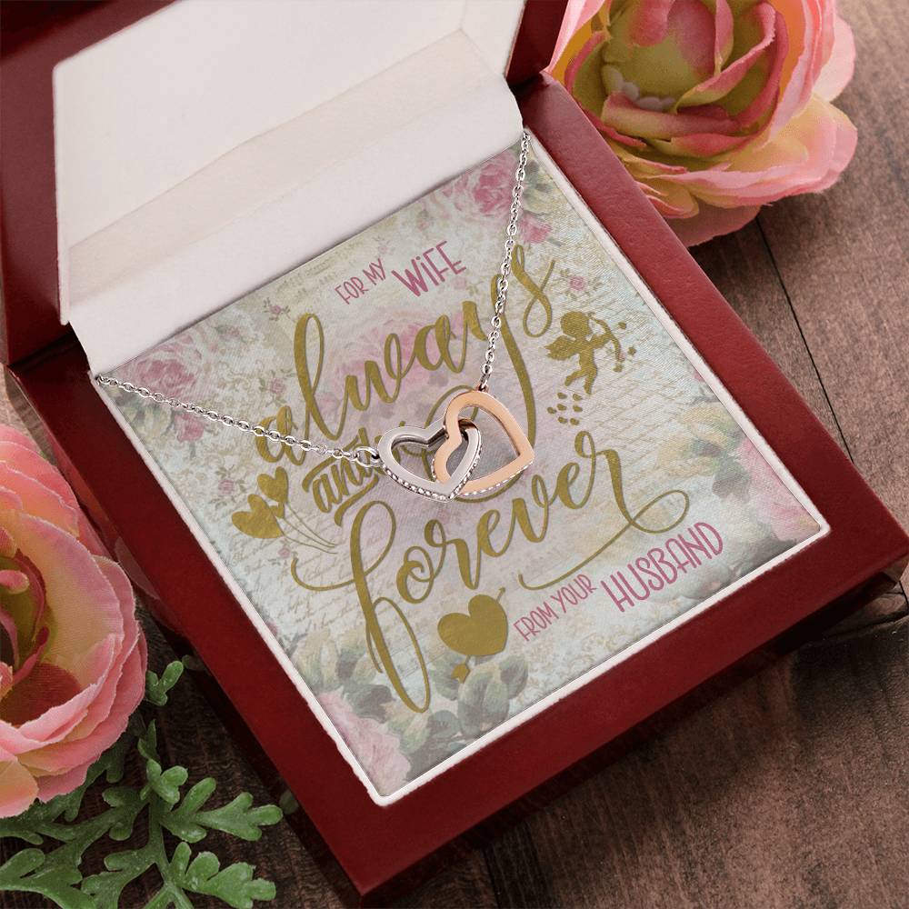 Always & Forever For My Wife Interlocking Hearts Necklace