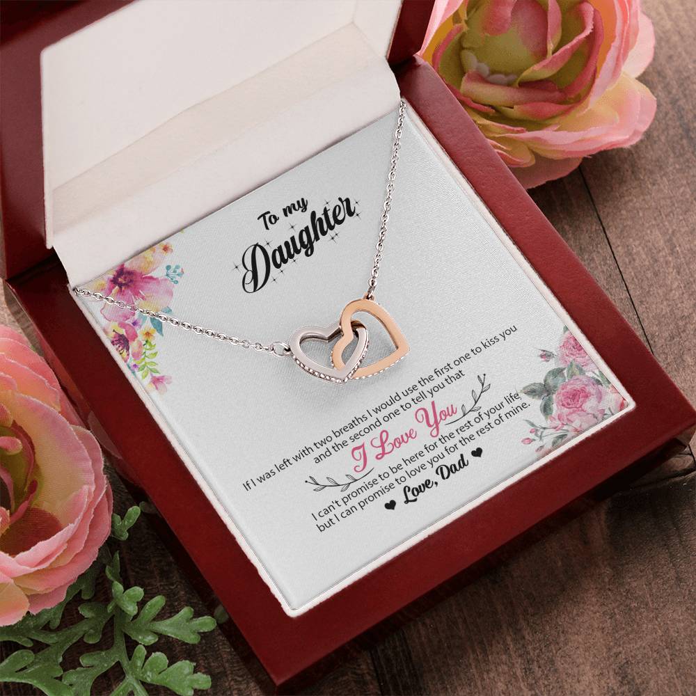 To My Daughter - I Promise To Love You For The Rest Of My Life Interlocking Hearts Necklace