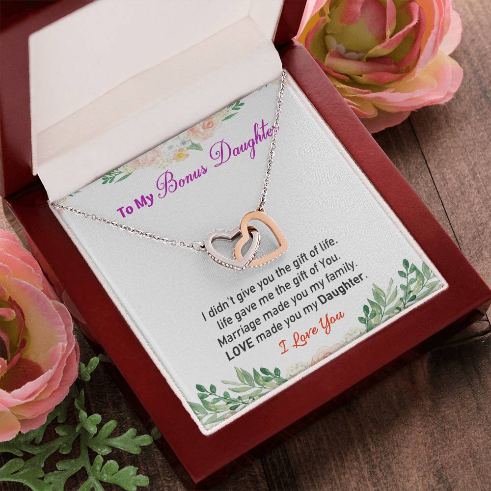 Love My Bonus Daughter Interlocking Hearts Necklace