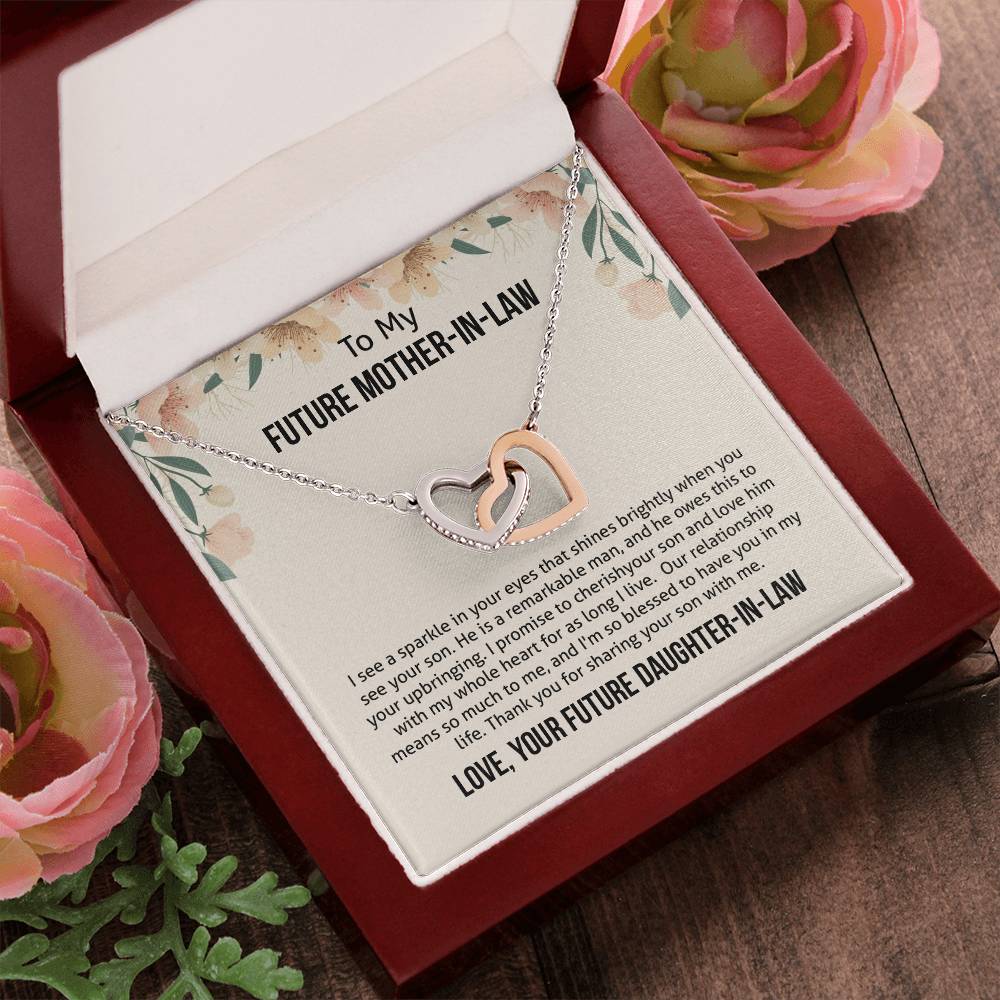 To My Future Mother-In-Law - Blessed To Have You Interlocking Hearts Necklace