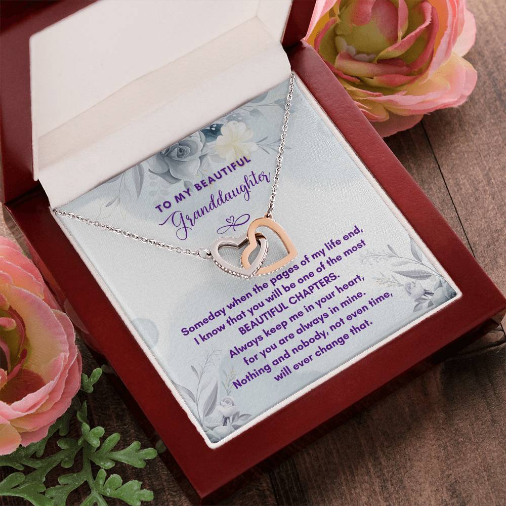 Granddaughter Most Beautiful Chapters Interlocking Hearts Necklace