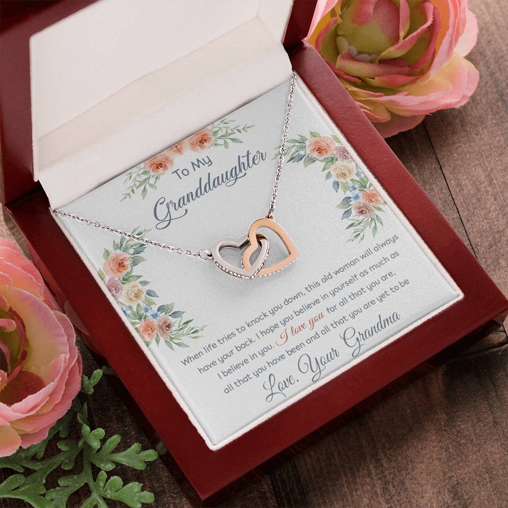 I Love You - Best Gift For Granddaughter Interlocking Hearts Necklace