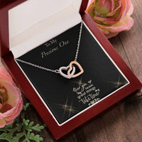 Never Give Up - Black Background Interlocking Hearts Necklace