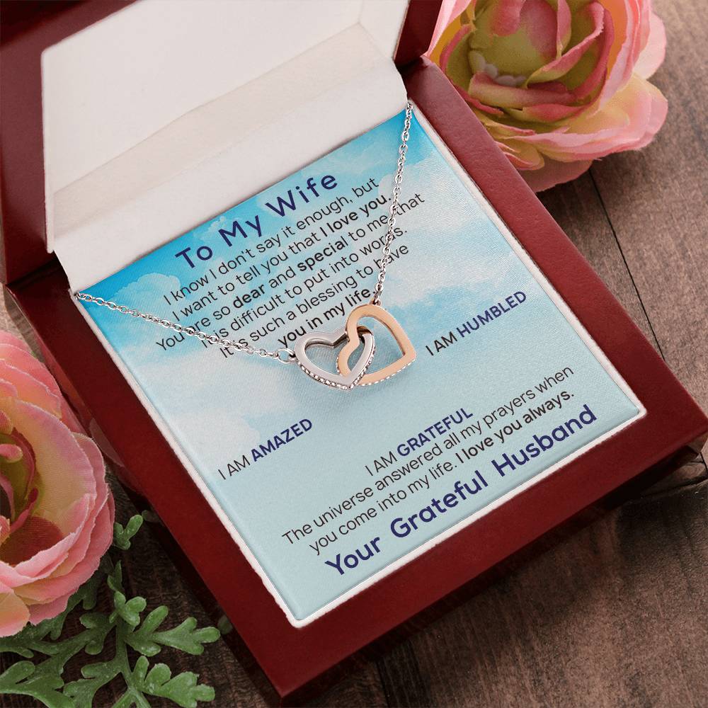 To My Wife Necklace Birthday Gift For Wife Valentine Gift For Wife Anniversary Gifts Necklace For Wife Appreciation Gift For Wife Interlocking Hearts Necklace