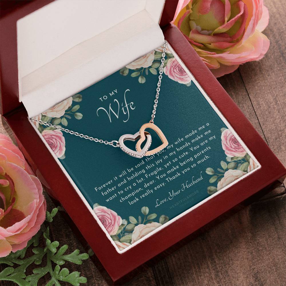 Postpartum Gift For Wife Gift For Wife Post Pregnancy Becoming A Mother Gift Gift For Wife Birth Wife After Pregnancy Necklace Wife Becoming A Mom Interlocking Hearts Necklace