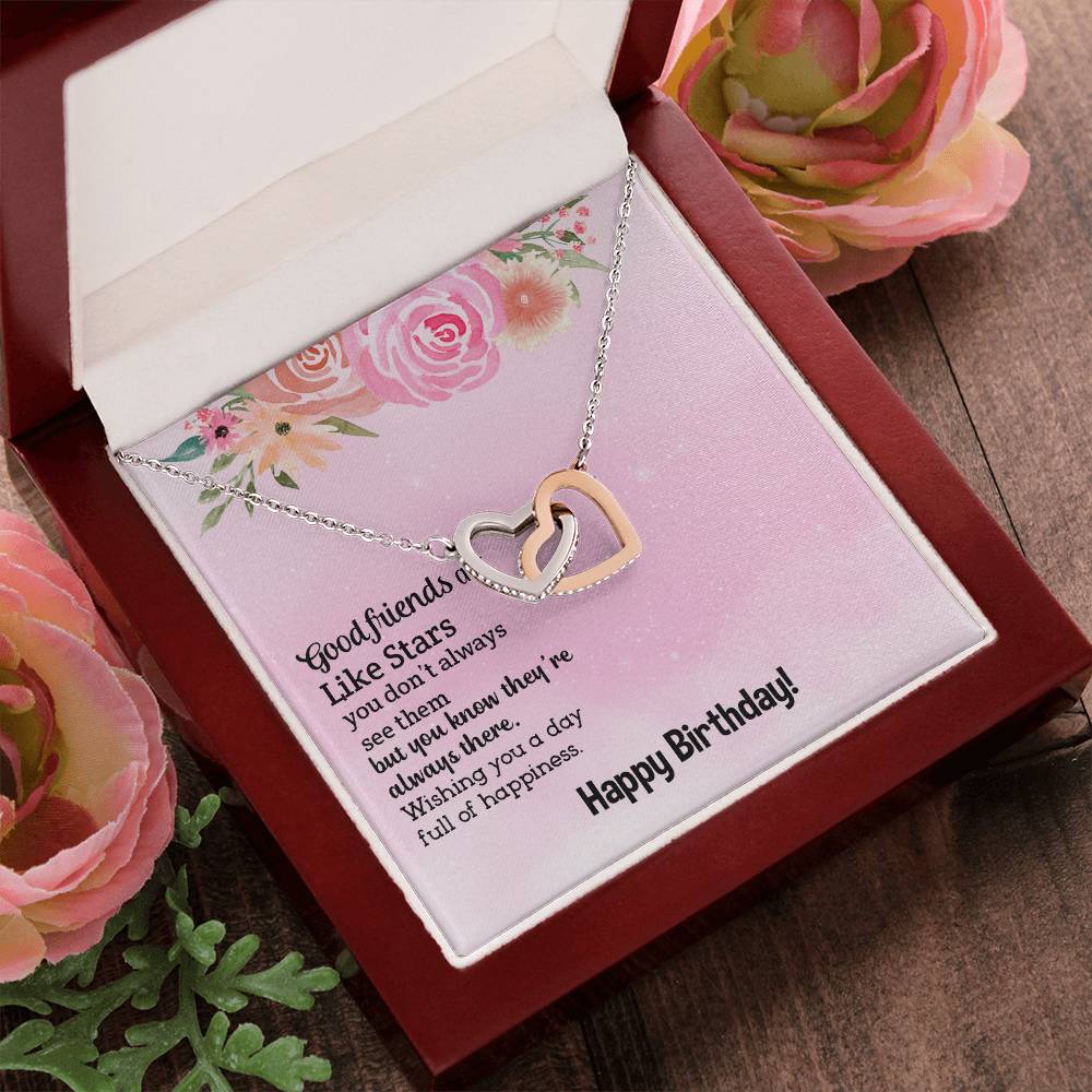 Good Friends Are Like Stars - Birthday Gift For Friend - Interlocking Hearts Necklace