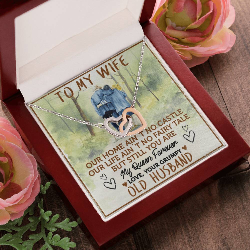 To My Wife - My Queen Forever Interlocking Hearts Necklace