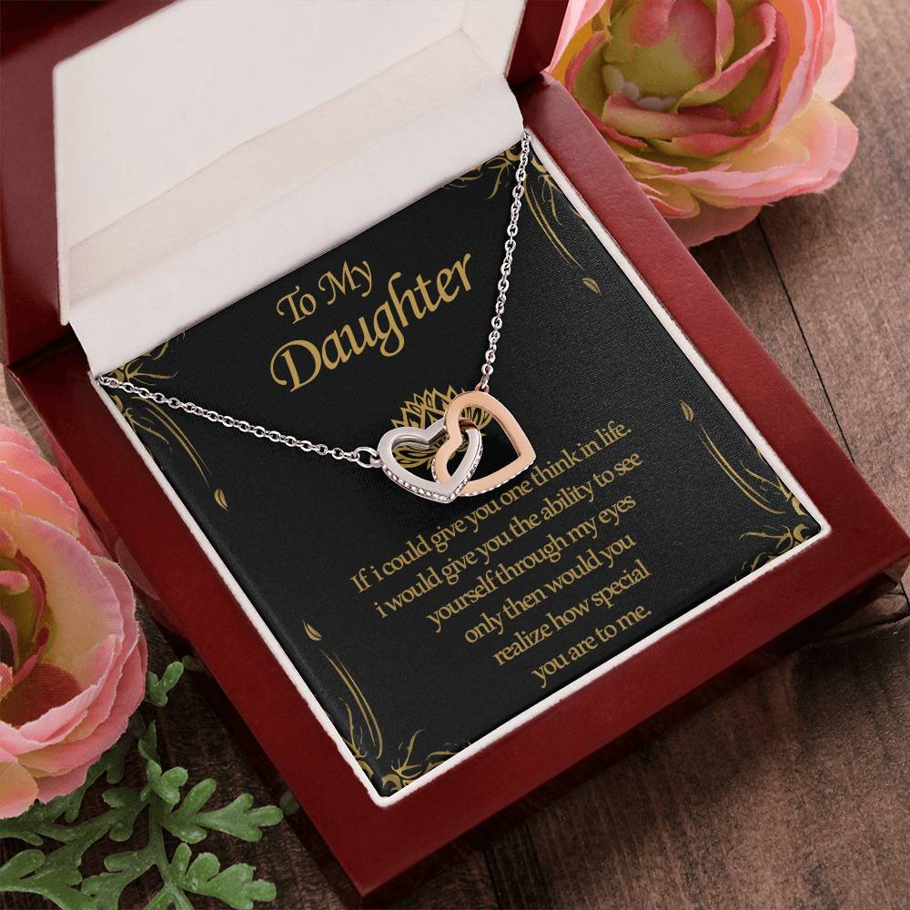 To My Daughter - Two Hearts Interlocking Hearts Necklace