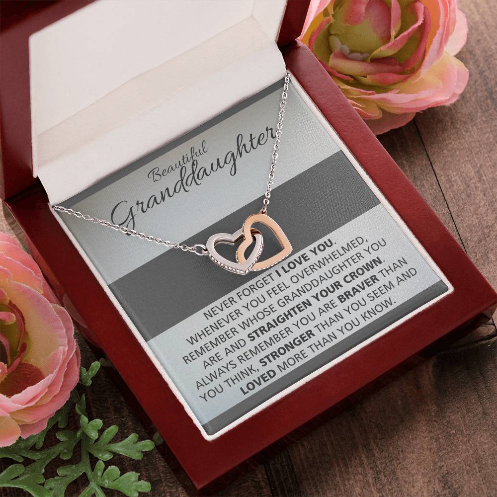 Granddaughters - Straighten Crown Necklace Interlocking Hearts Necklace