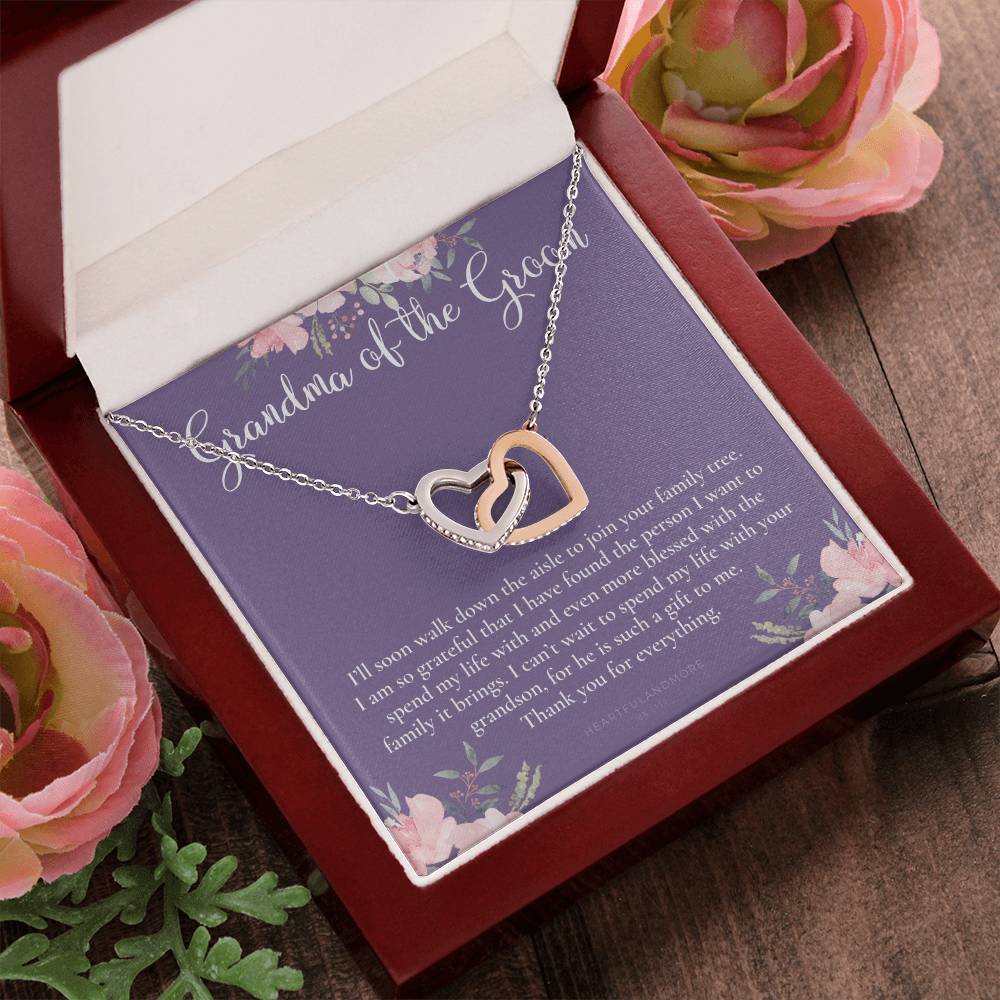 Grandmother Of The Groom Gift Necklace Grandma Wedding Gift Nana Bridal Shower Rehearsal Dinner Thank You Gift Interlocking Hearts Necklace