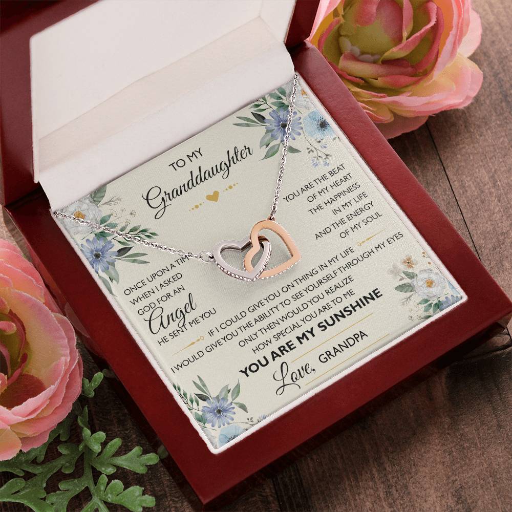 To My Granddaughter From Grandpa - Interlocking Heart Necklace Interlocking Hearts Necklace